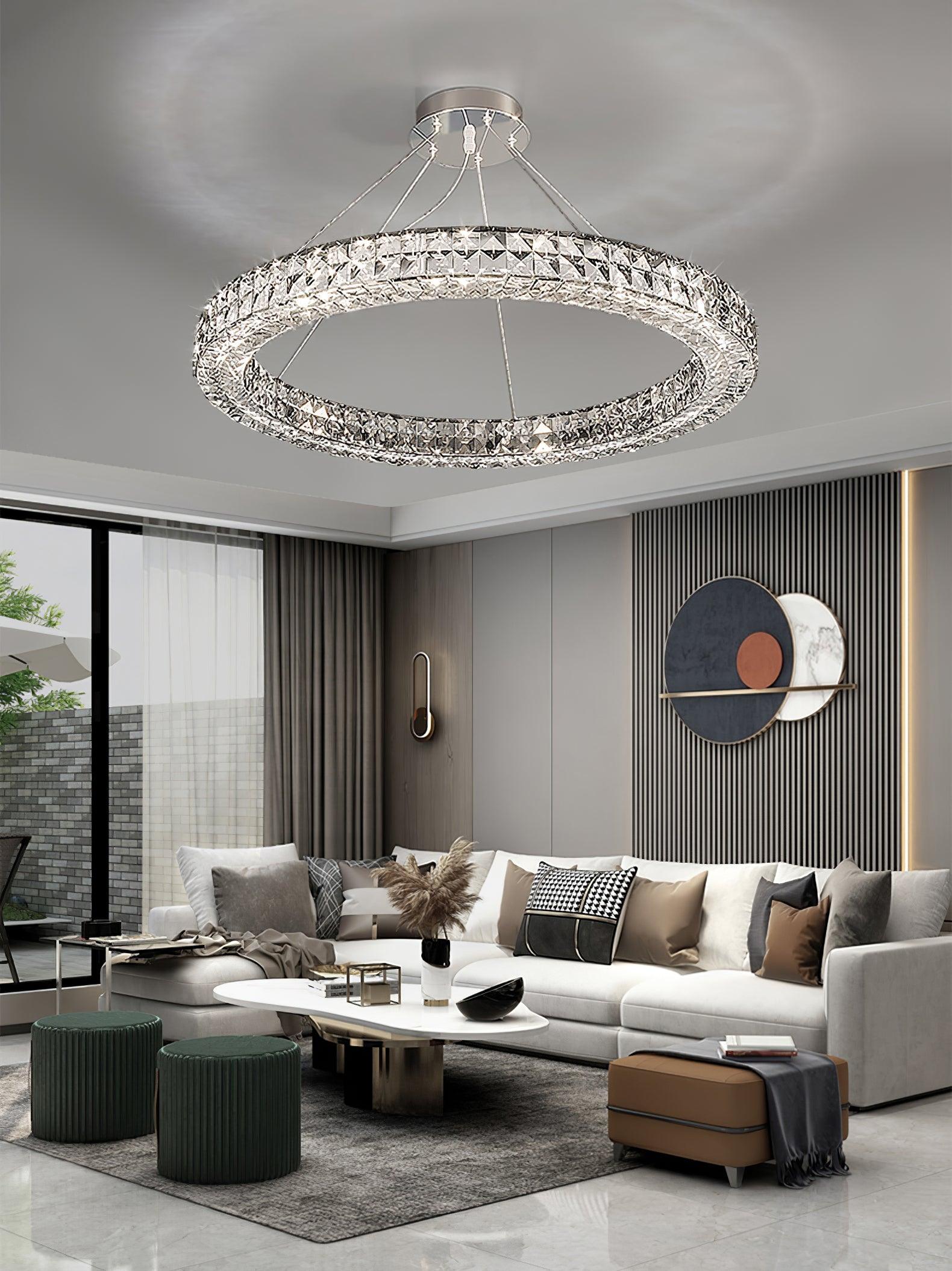 Spiridon Crystal Chandelier with Integrated LED – Silver Finish