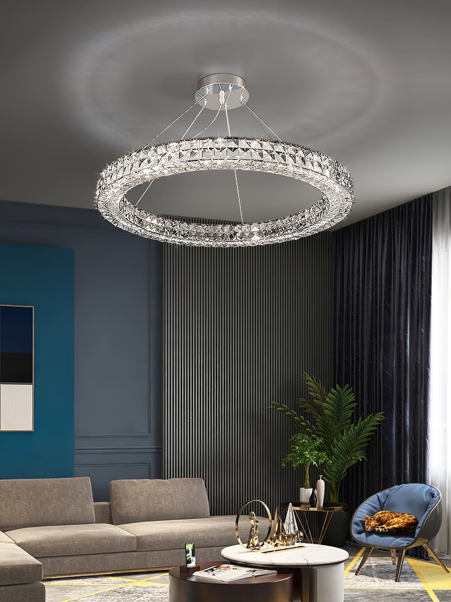 Spiridon Crystal Chandelier with Integrated LED – Silver Finish