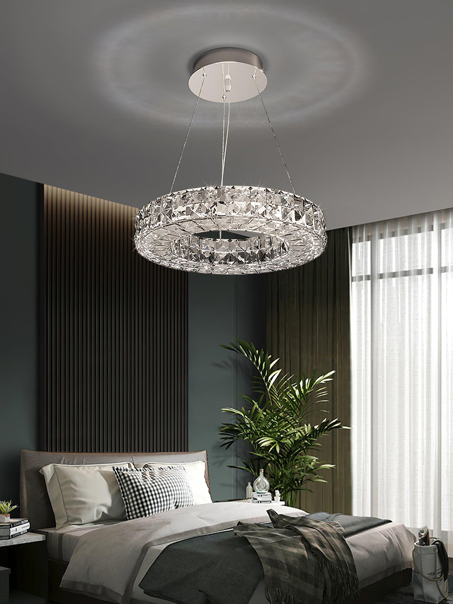 Spiridon Crystal Chandelier with Integrated LED – Silver Finish