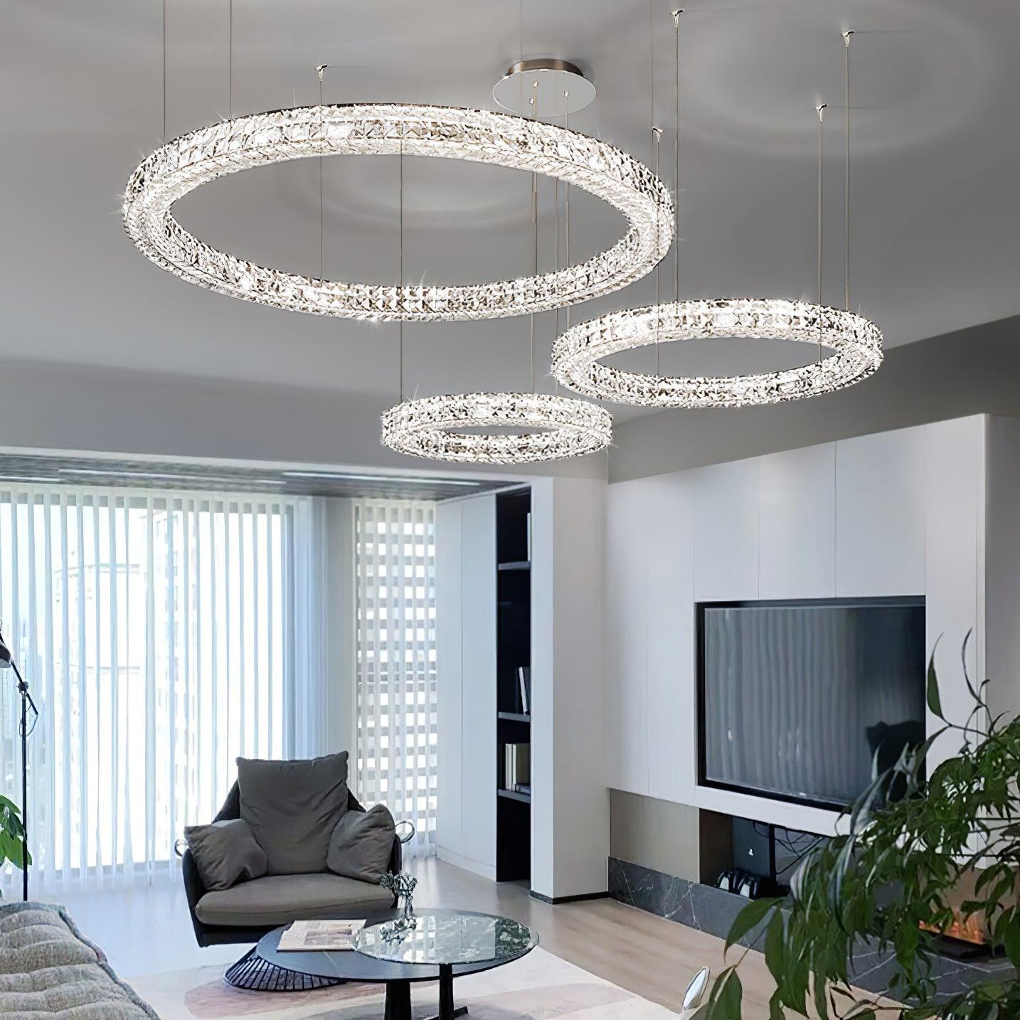 Spiridon Crystal Chandelier with Integrated LED – Silver Finish