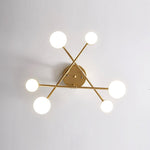Gold Finish Sputnik Flush Ceiling Light with Integrated LED Shades