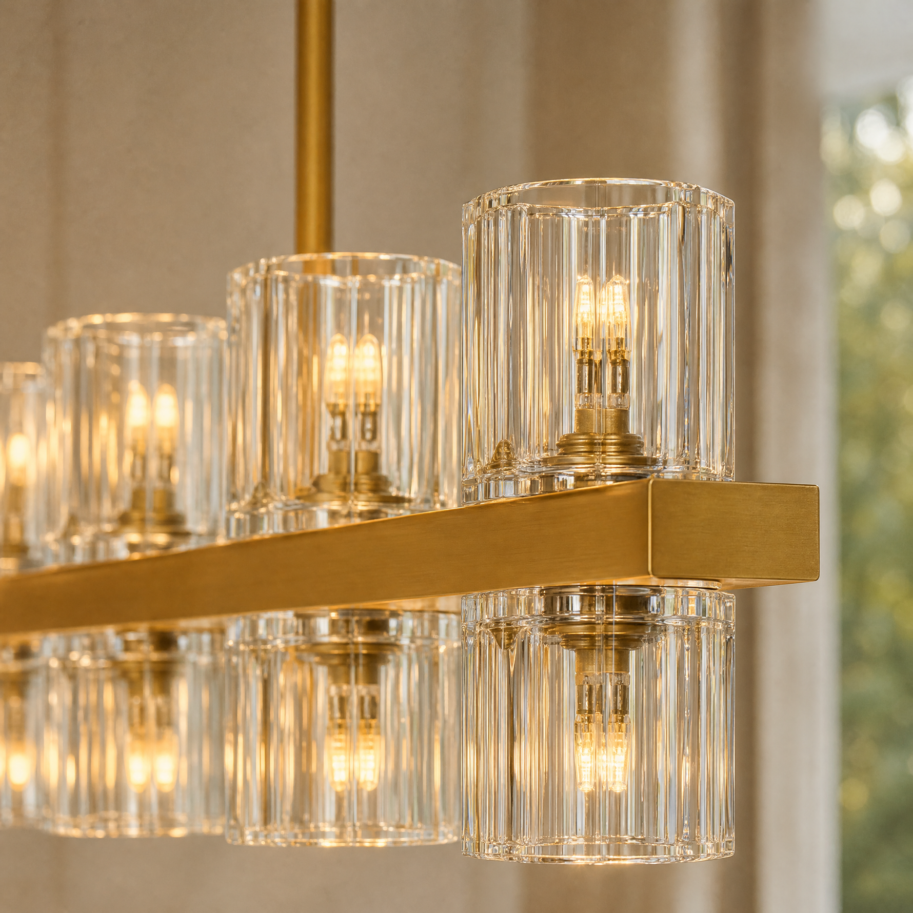 Square Gold Crystal Island Chandelier-1320