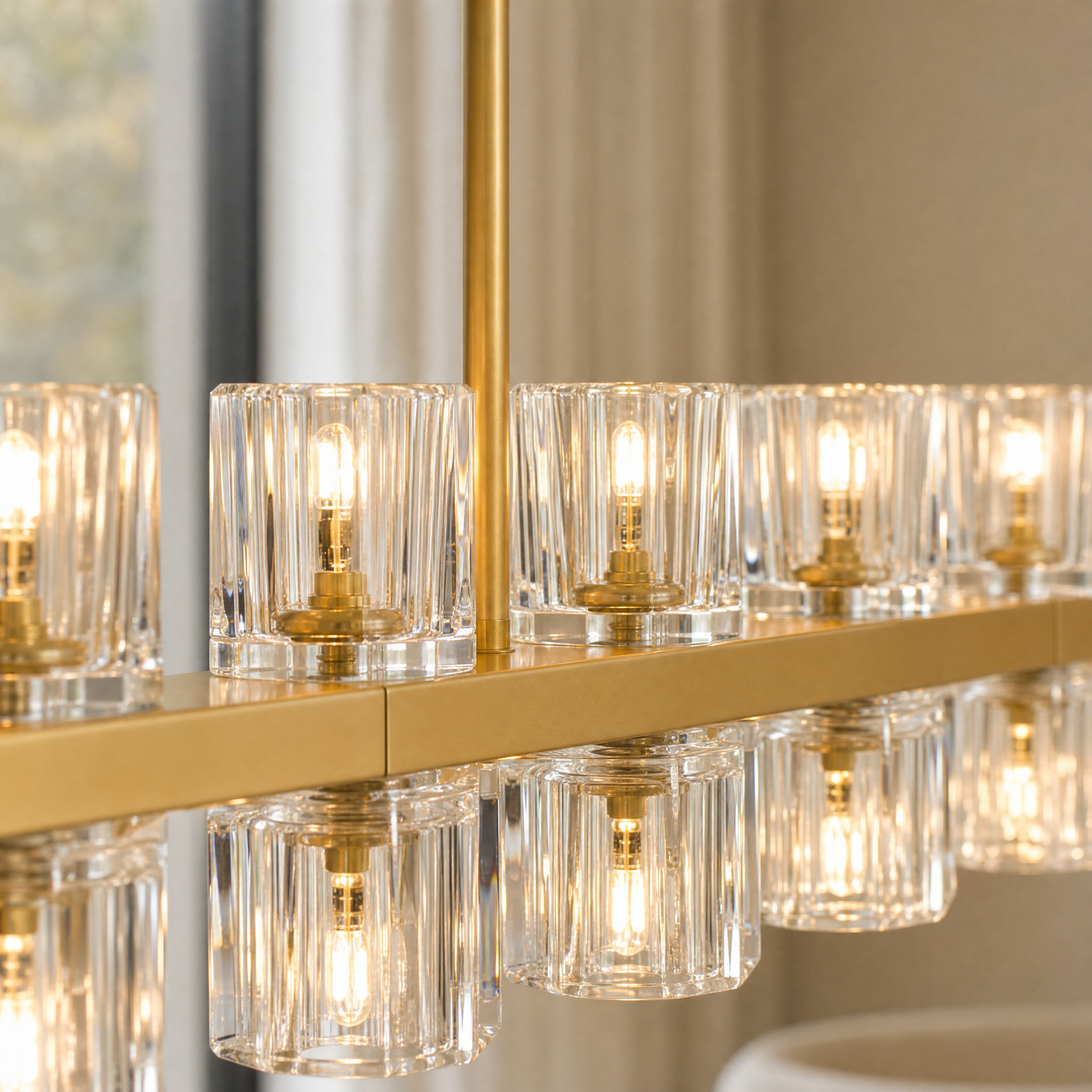 Square Gold Crystal Island Chandelier-1320