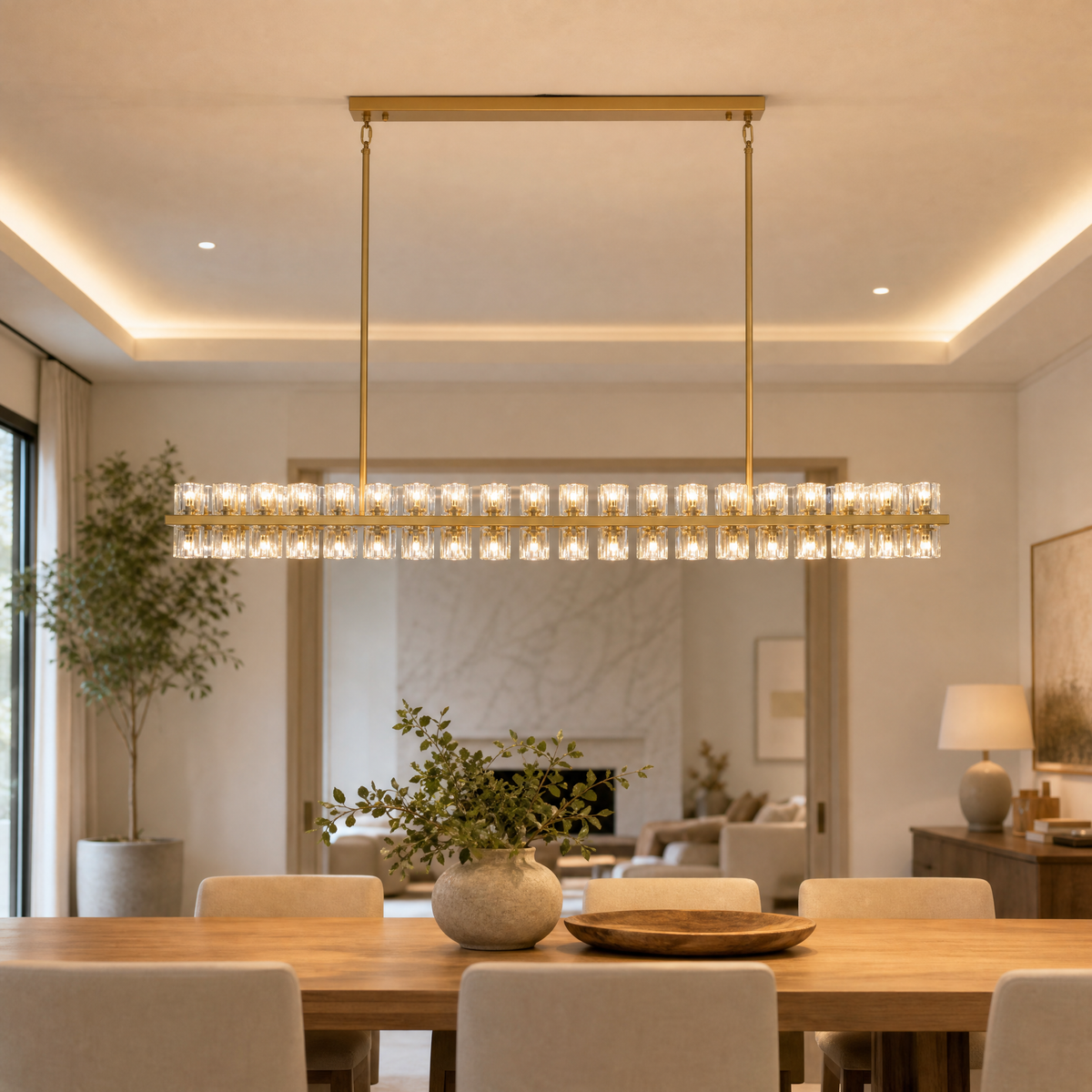 Square Gold Crystal Island Chandelier-1320