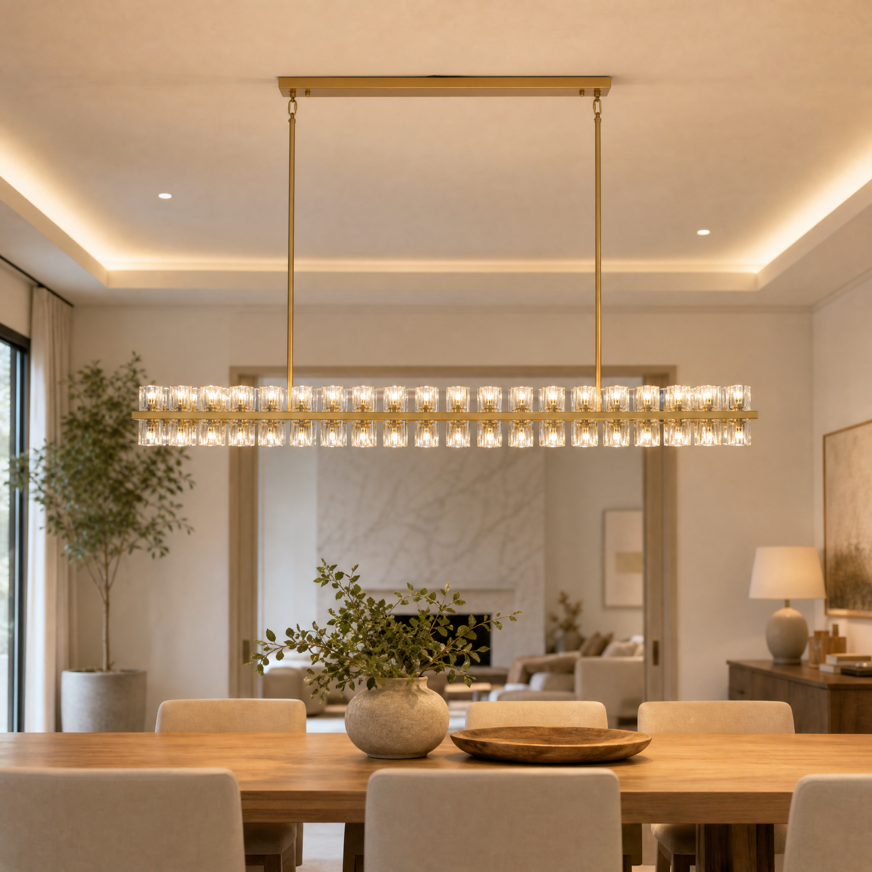 Square Gold Crystal Island Chandelier-1320