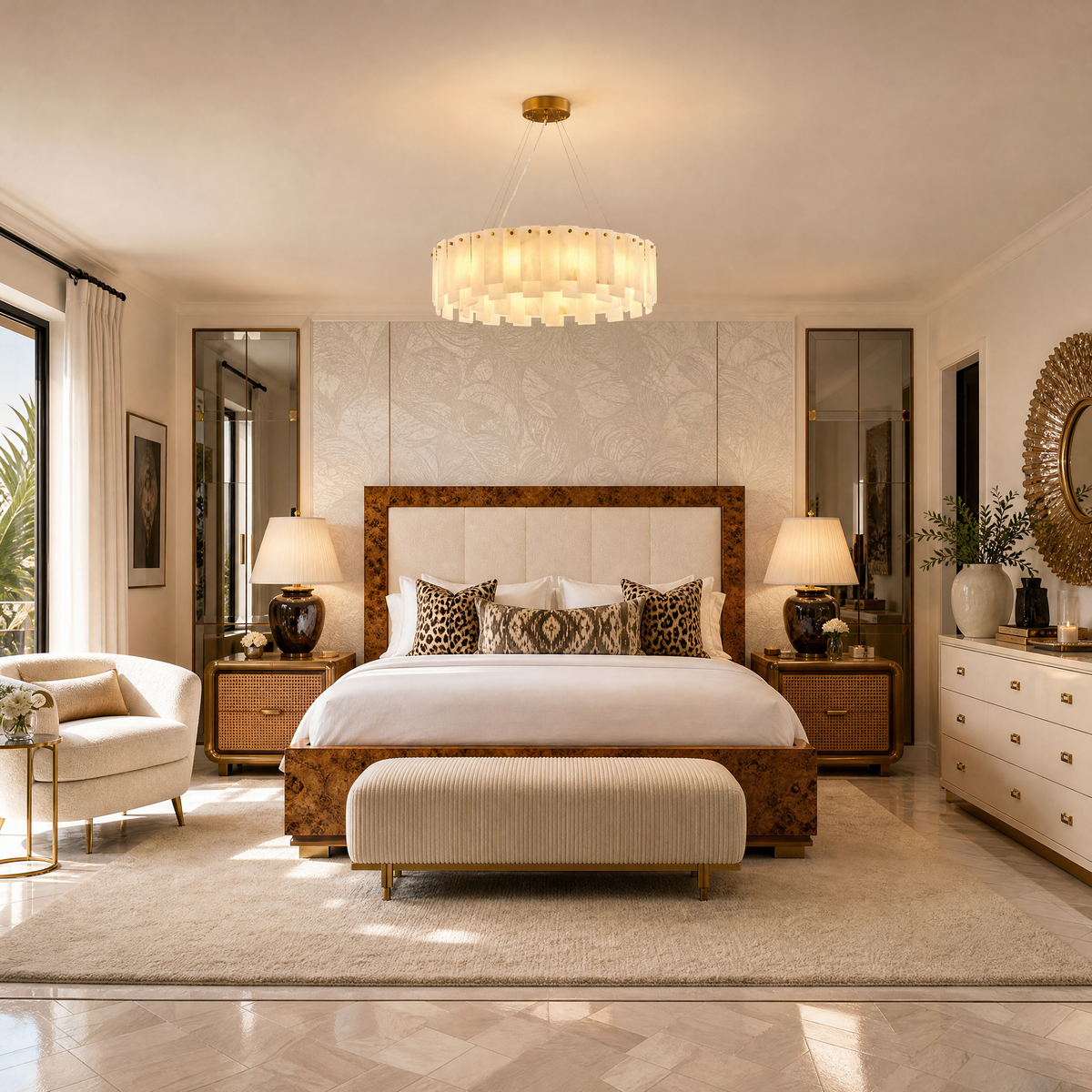 Staggered Alabaster Slice Round Pendant D600 - Copper