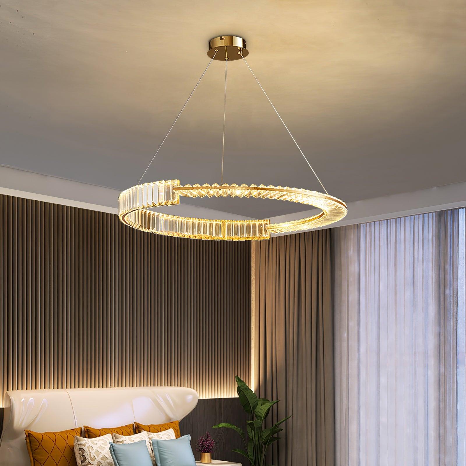 Stella Gold Crystal LED Chandelier with Warm Cool Lights