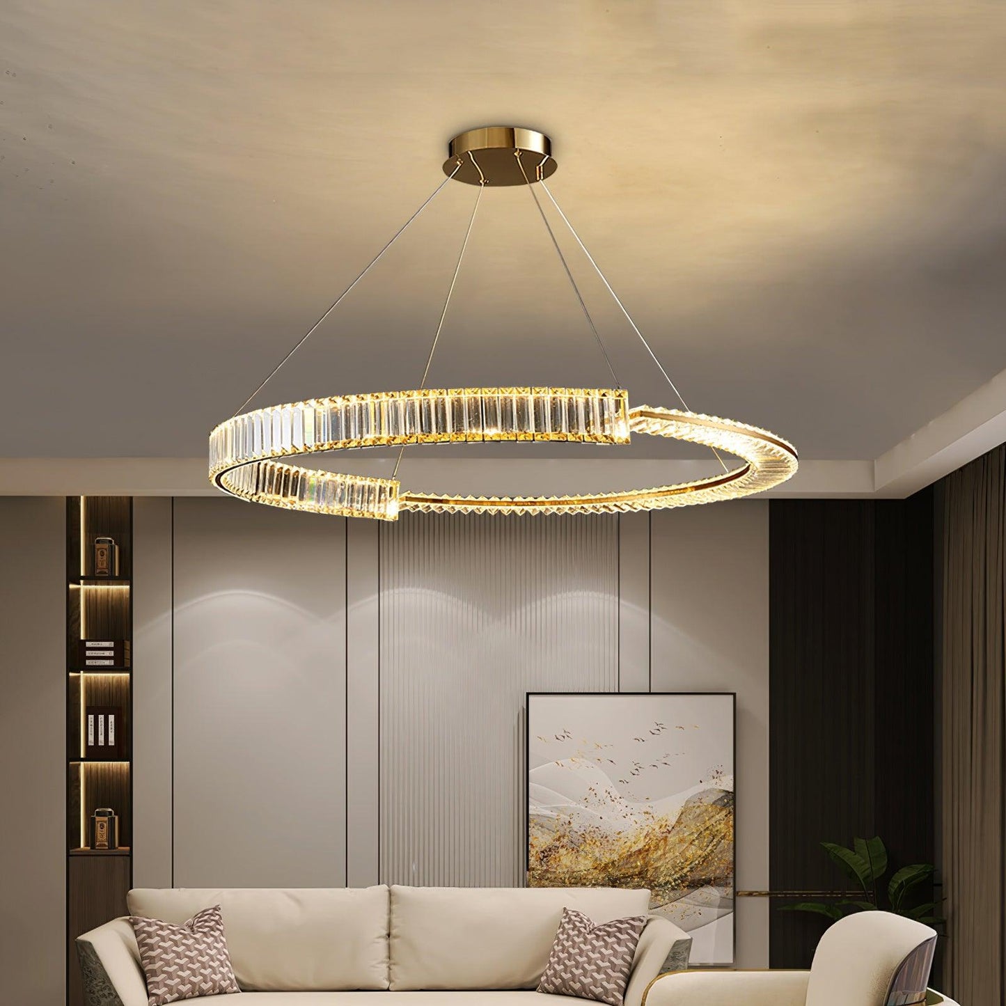 Stella Gold Crystal LED Chandelier with Warm Cool Lights