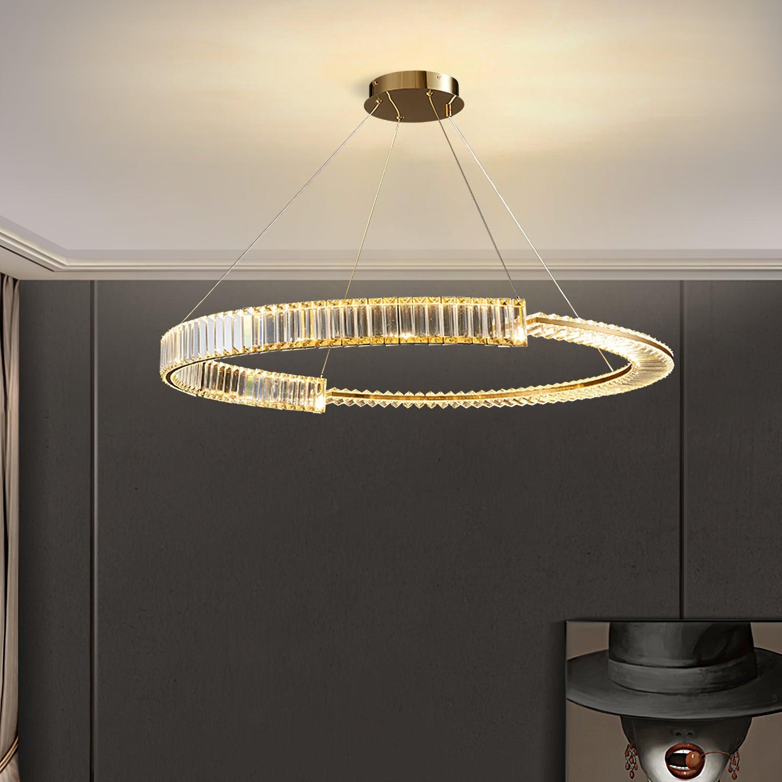 Stella Gold Crystal LED Chandelier with Warm Cool Lights