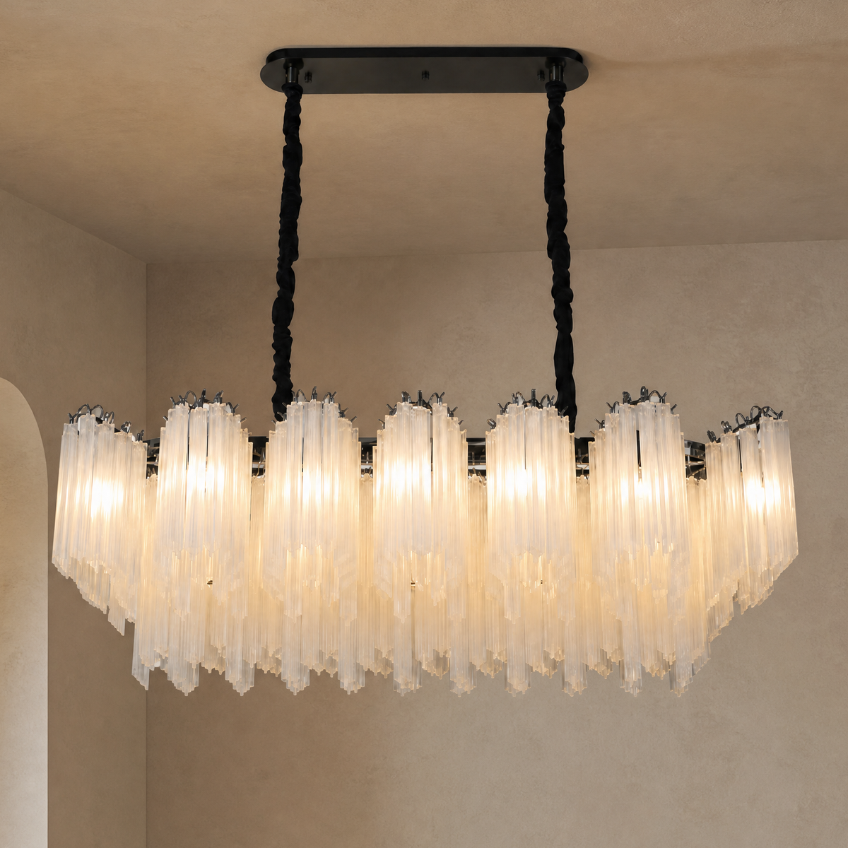 Stelo Glass Rod Linear Chandelier