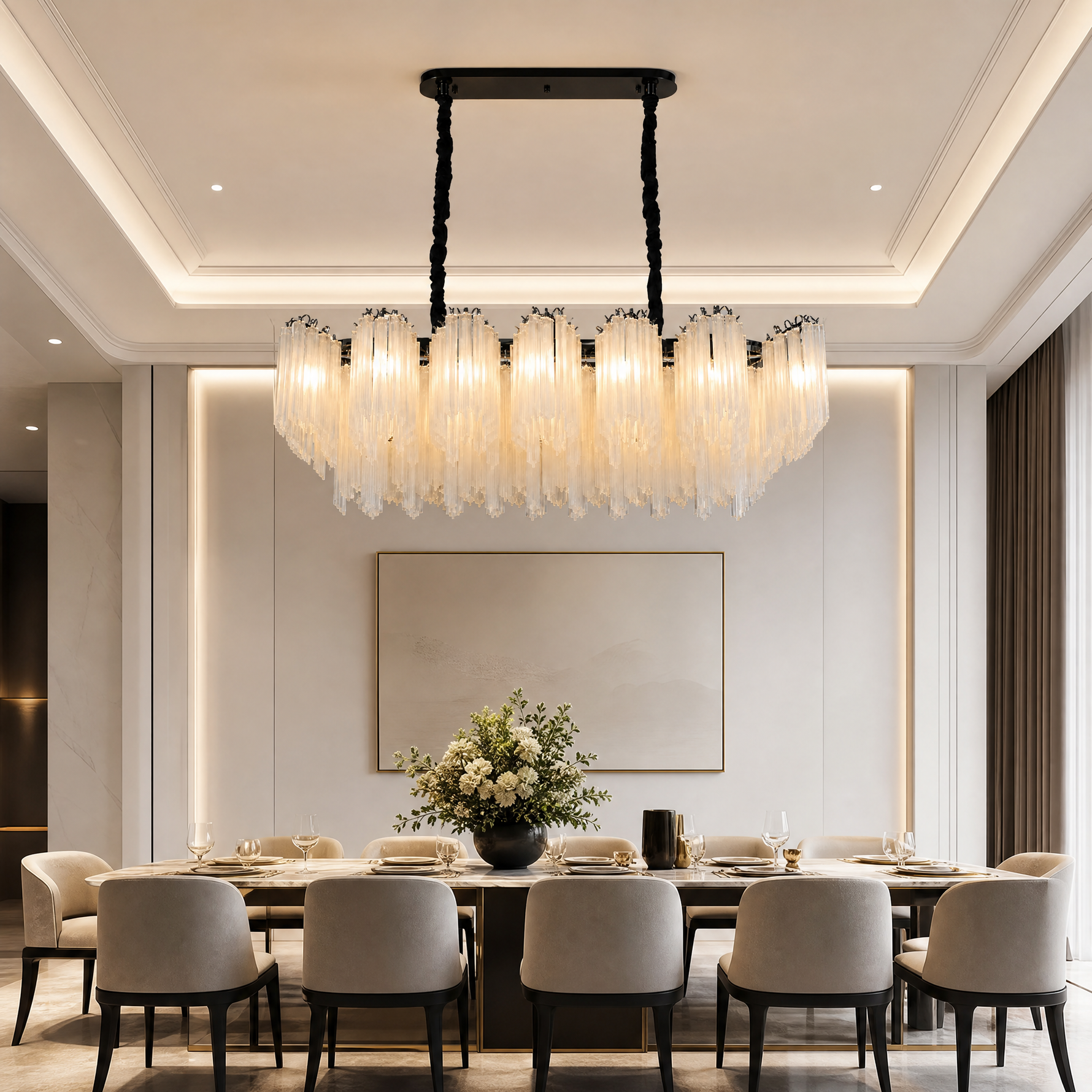 Stelo Glass Rod Linear Chandelier