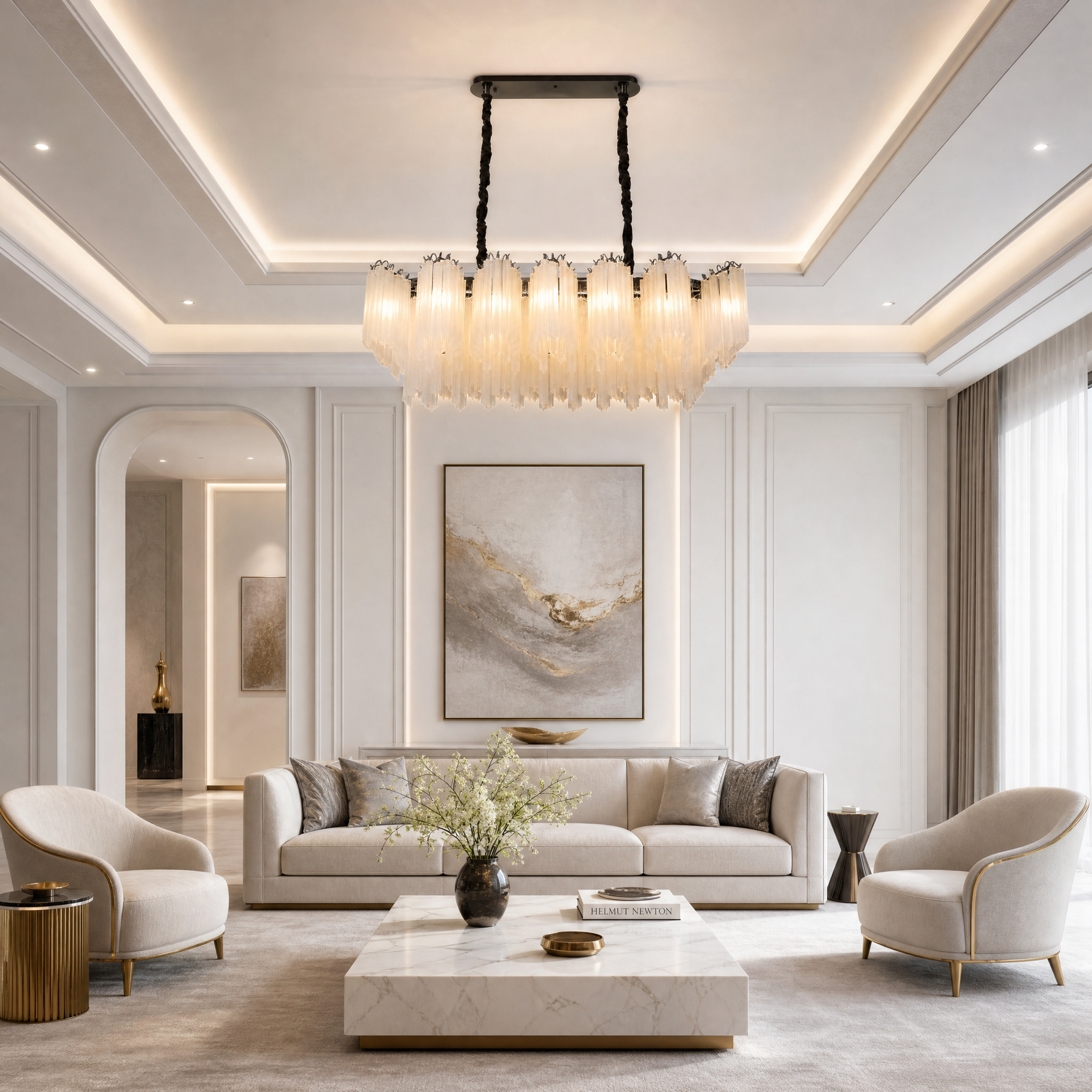 Stelo Glass Rod Linear Chandelier