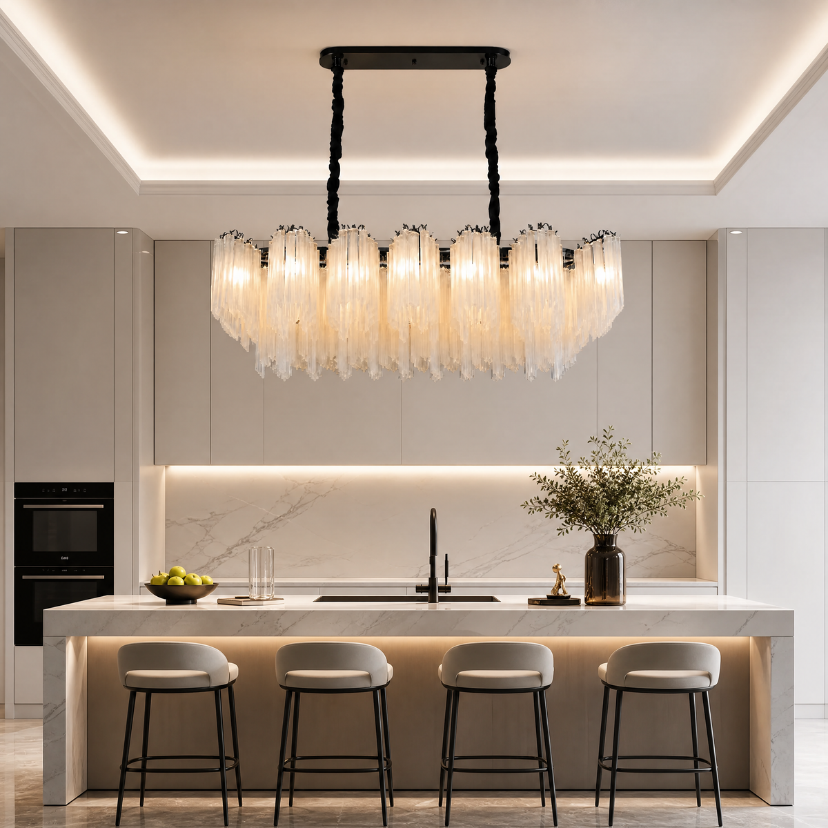 Stelo Glass Rod Linear Chandelier