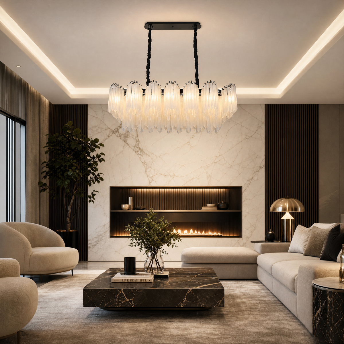 Stelo Glass Rod Linear Chandelier