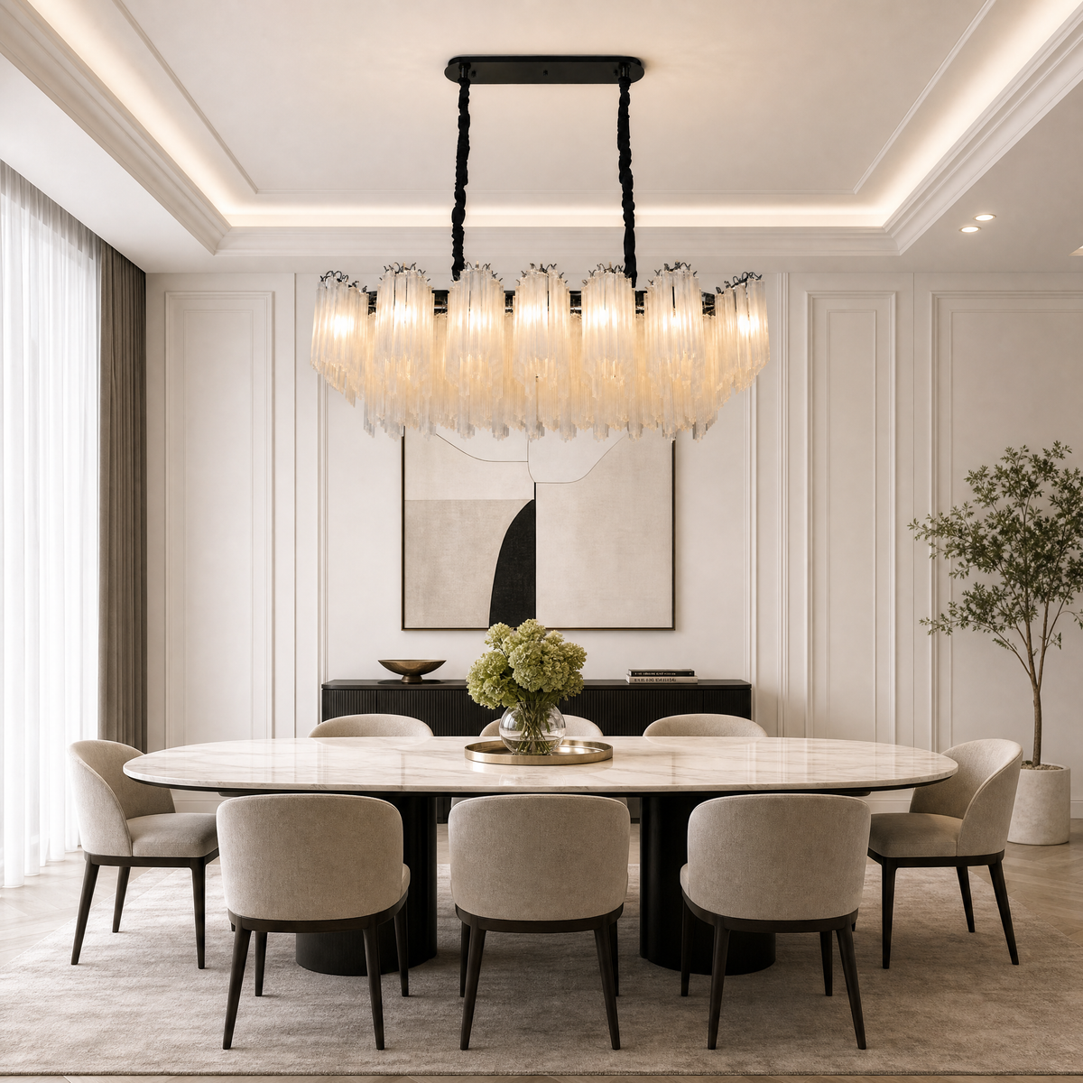 Stelo Glass Rod Linear Chandelier