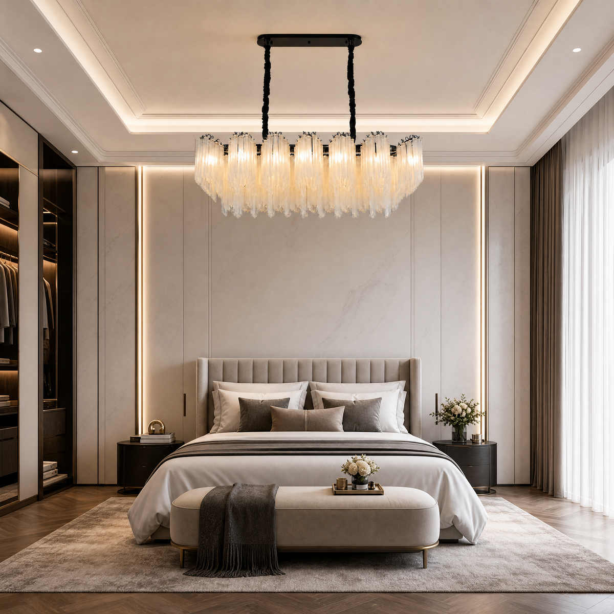 Stelo Glass Rod Linear Chandelier