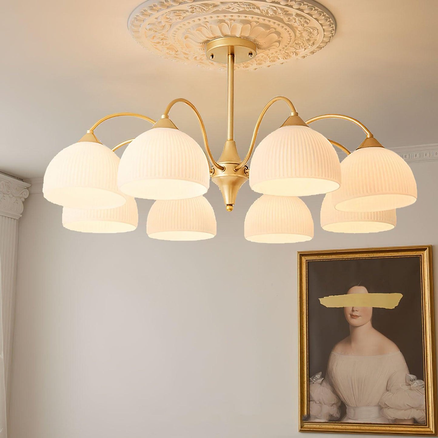 Striped Glass Bowl Chandelier - YIOSI