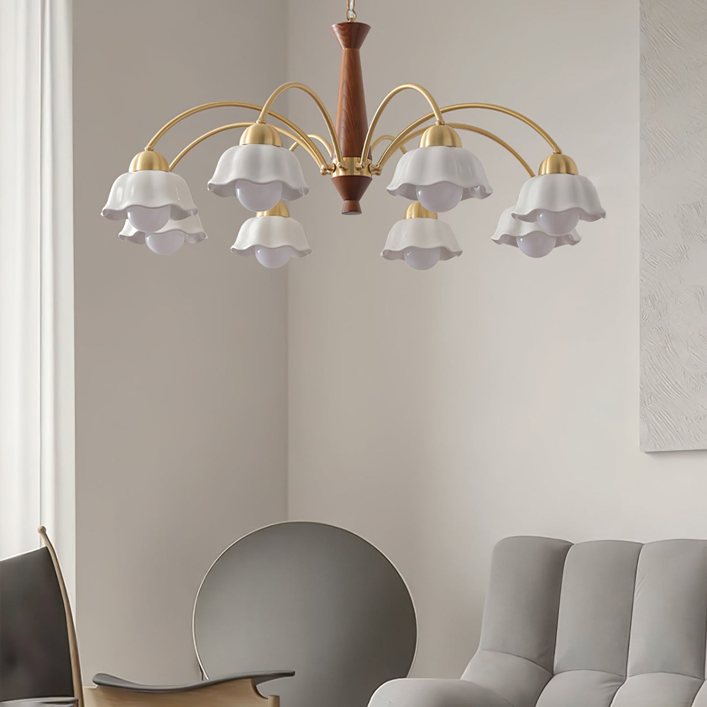 Swedish Modern Brass Chandelier - YIOSI
