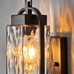Tall Matte Black Iron and Glass Outdoor Wall Lantern