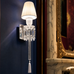 Tasseled Columnar Crystal Fabric Shade Wall Sconce