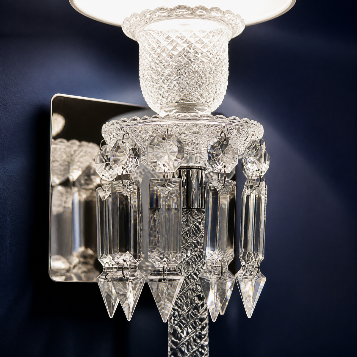 Tasseled Columnar Crystal Fabric Shade Wall Sconce