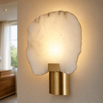 Terra Slice Half Moon Alabaster Wall Sconce