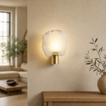 Terra Slice Half Moon Alabaster Wall Sconce