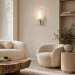 Terra Slice Half Moon Alabaster Wall Sconce