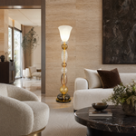 Textured Multi-Colored Glass Torchiere Floor Lamp
