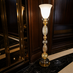Textured Multi-Colored Glass Torchiere Floor Lamp
