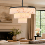 Three-Tier Stacked Marble Round Pendant 900 - Black