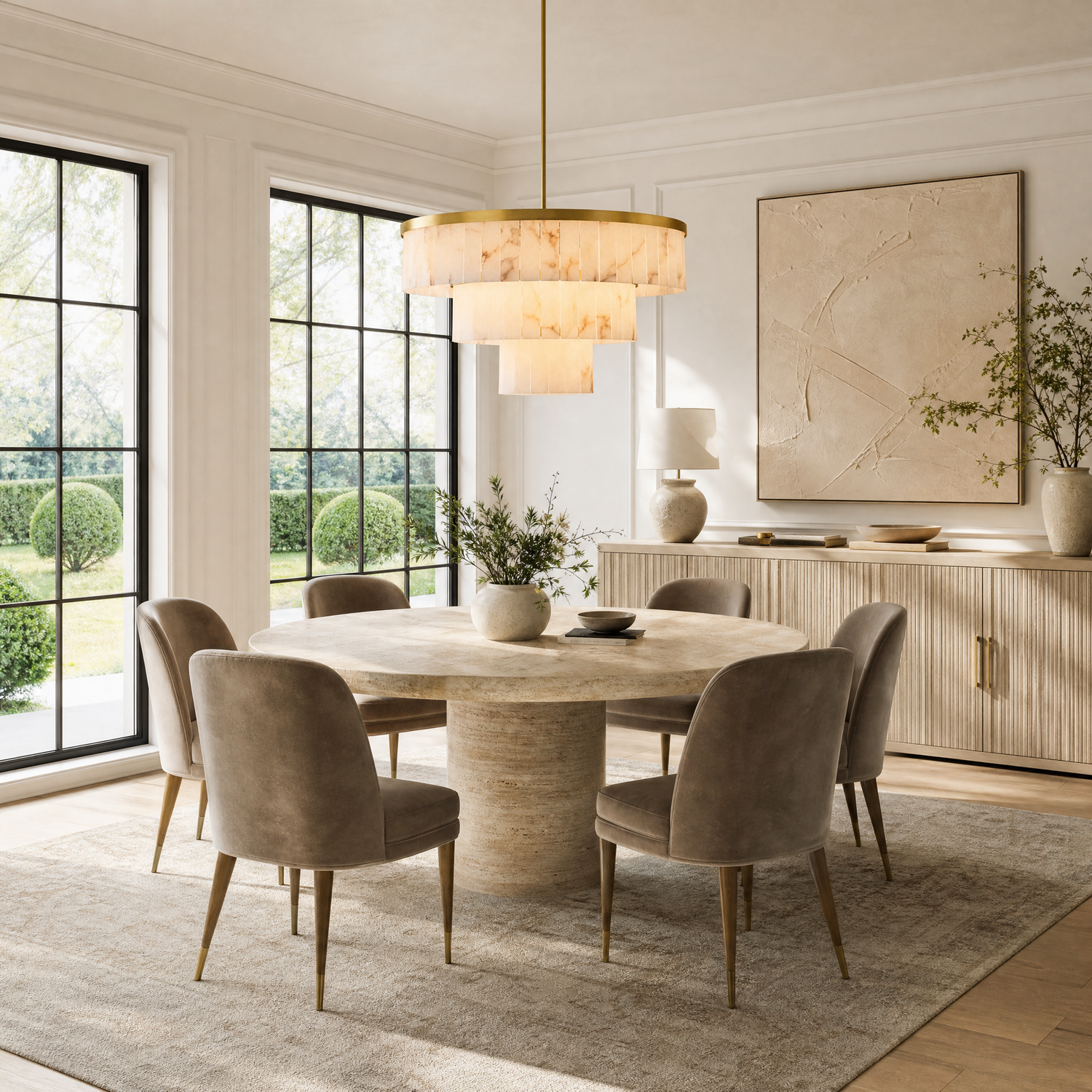 Three-Tier Stacked Marble Round Pendant 900 - Copper