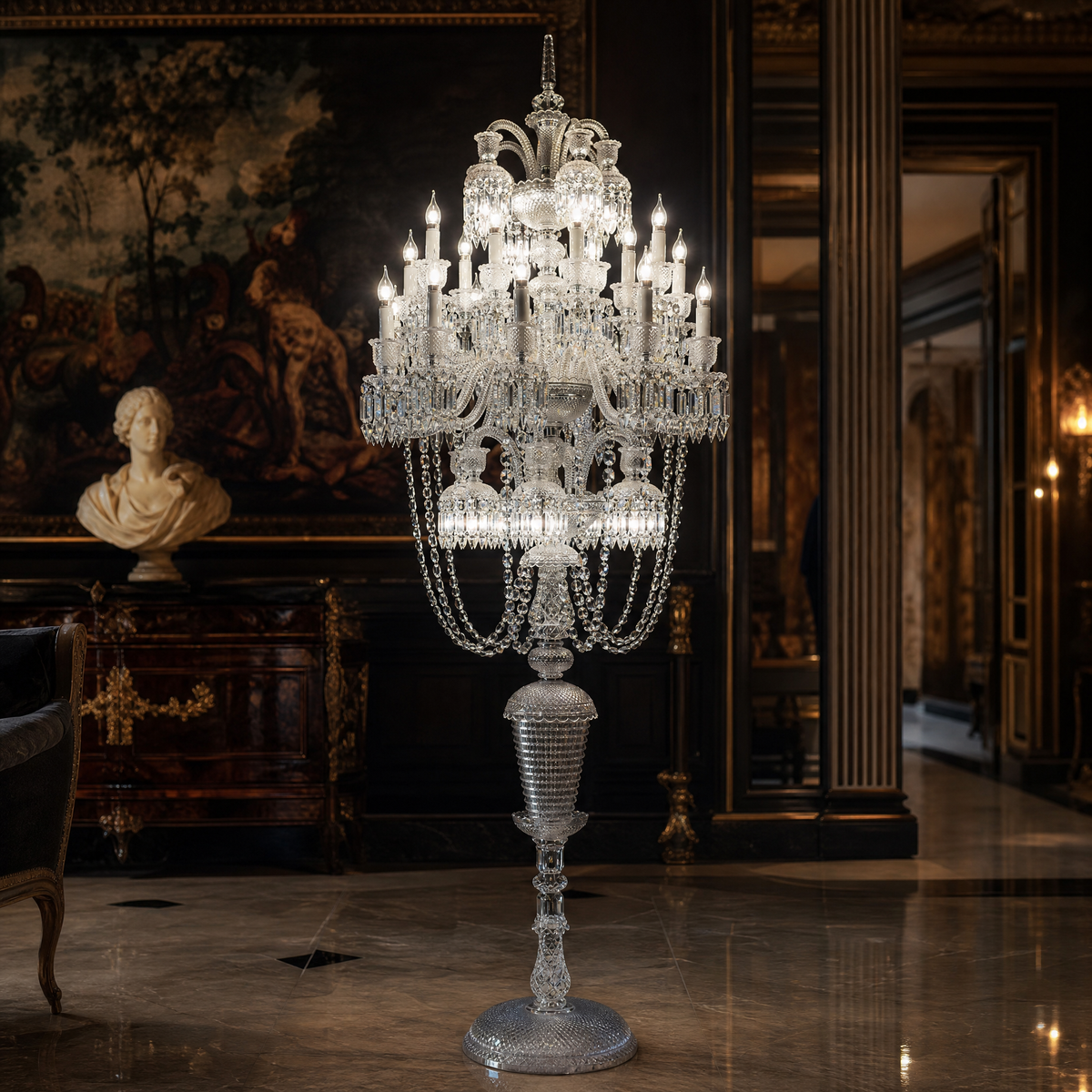 Tiered Beaded Crystal Floor Lamp