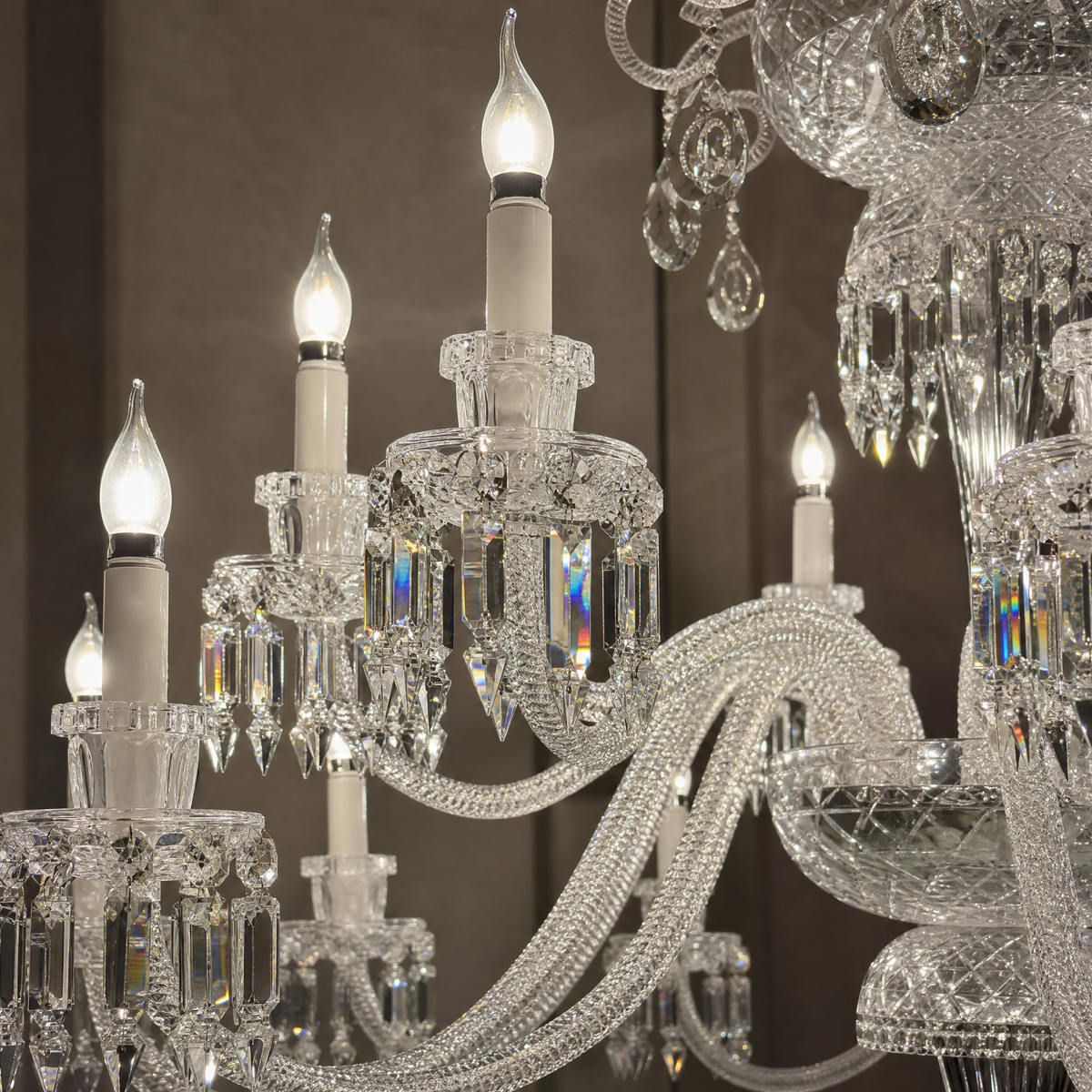 Tiered Candle Glass Crystal Chandelier