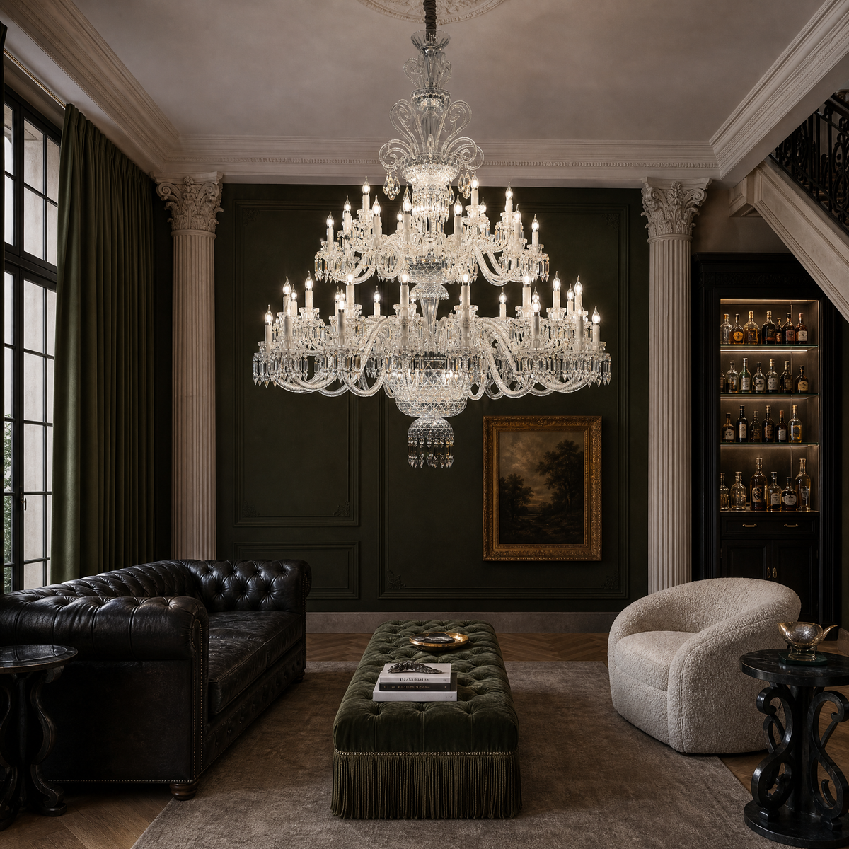 Tiered Candle Glass Crystal Chandelier