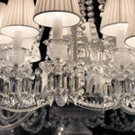 Tiered Crystal Chandelier with Fabric Shades