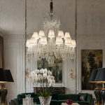 Tiered Crystal Chandelier with Fabric Shades