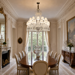 Tiered Crystal Chandelier with Fabric Shades