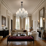 Tiered Crystal Chandelier with Fabric Shades