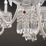 Tiered Red Accent Faceted Crystal Candle Chandelier