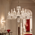 Tiered Red Accent Faceted Crystal Candle Chandelier