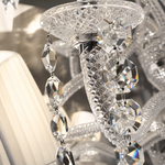 Tiered White Pleated Shade Crystal Chandelier