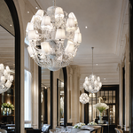 Tiered White Pleated Shade Crystal Chandelier