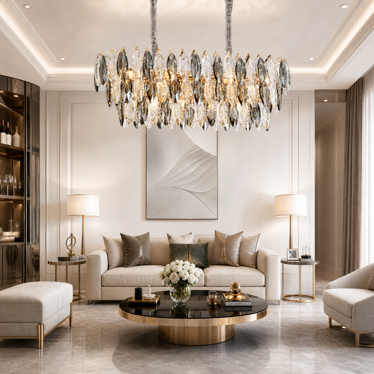 Tondo Crystal Rectangular Chandelier