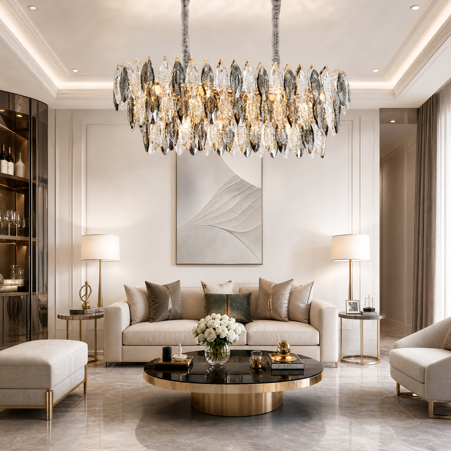 Tondo Crystal Rectangular Chandelier