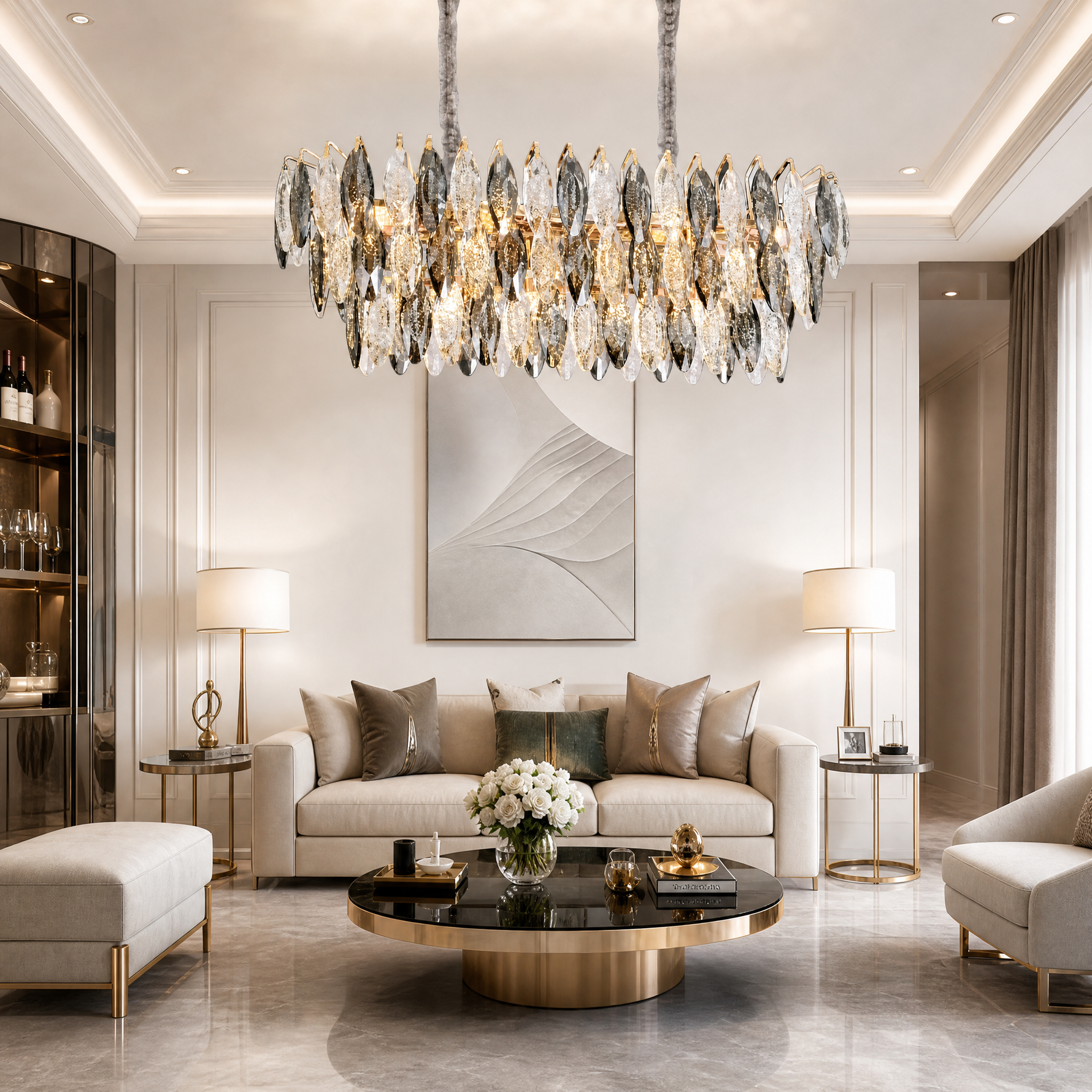 Tondo Crystal Rectangular Chandelier
