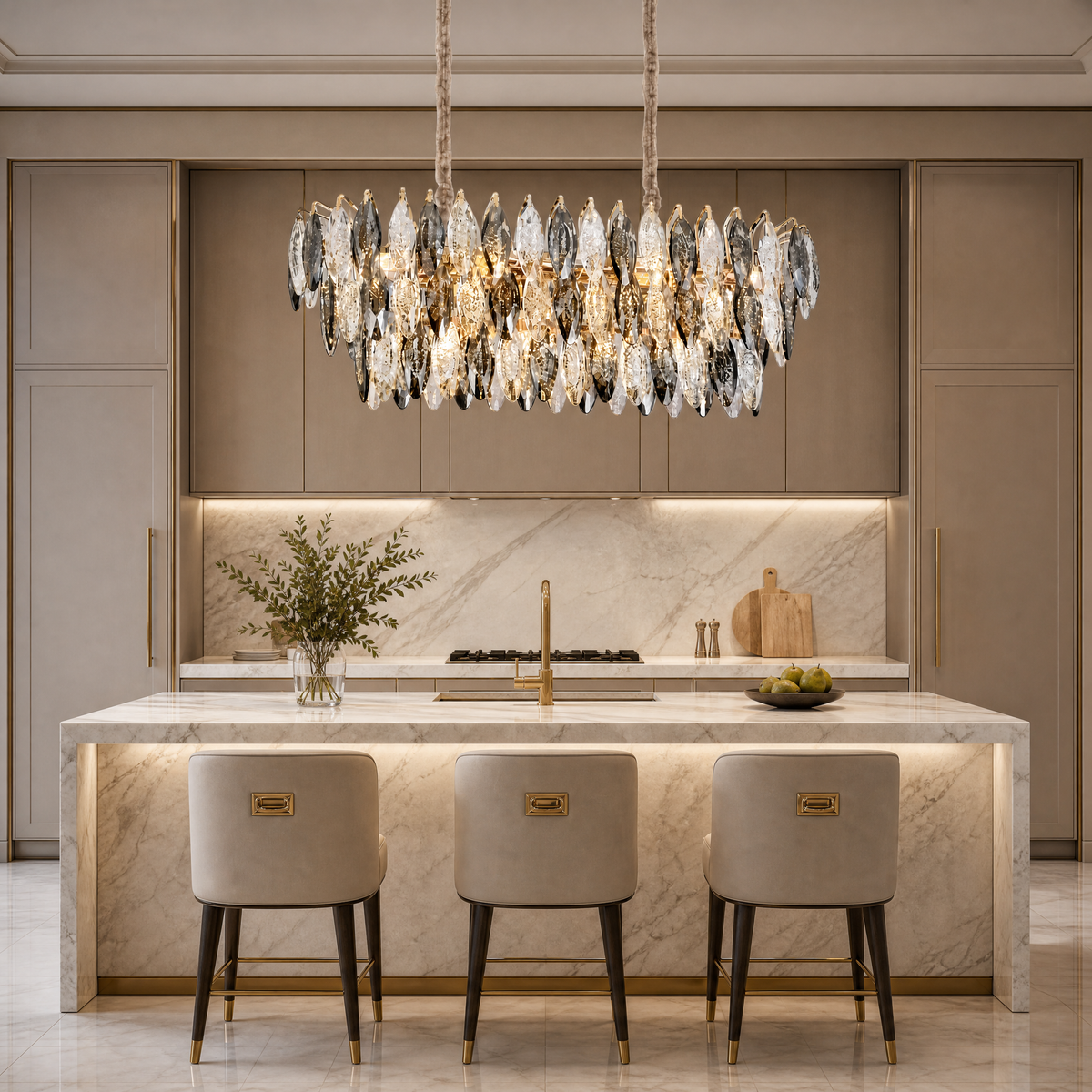 Tondo Crystal Rectangular Chandelier