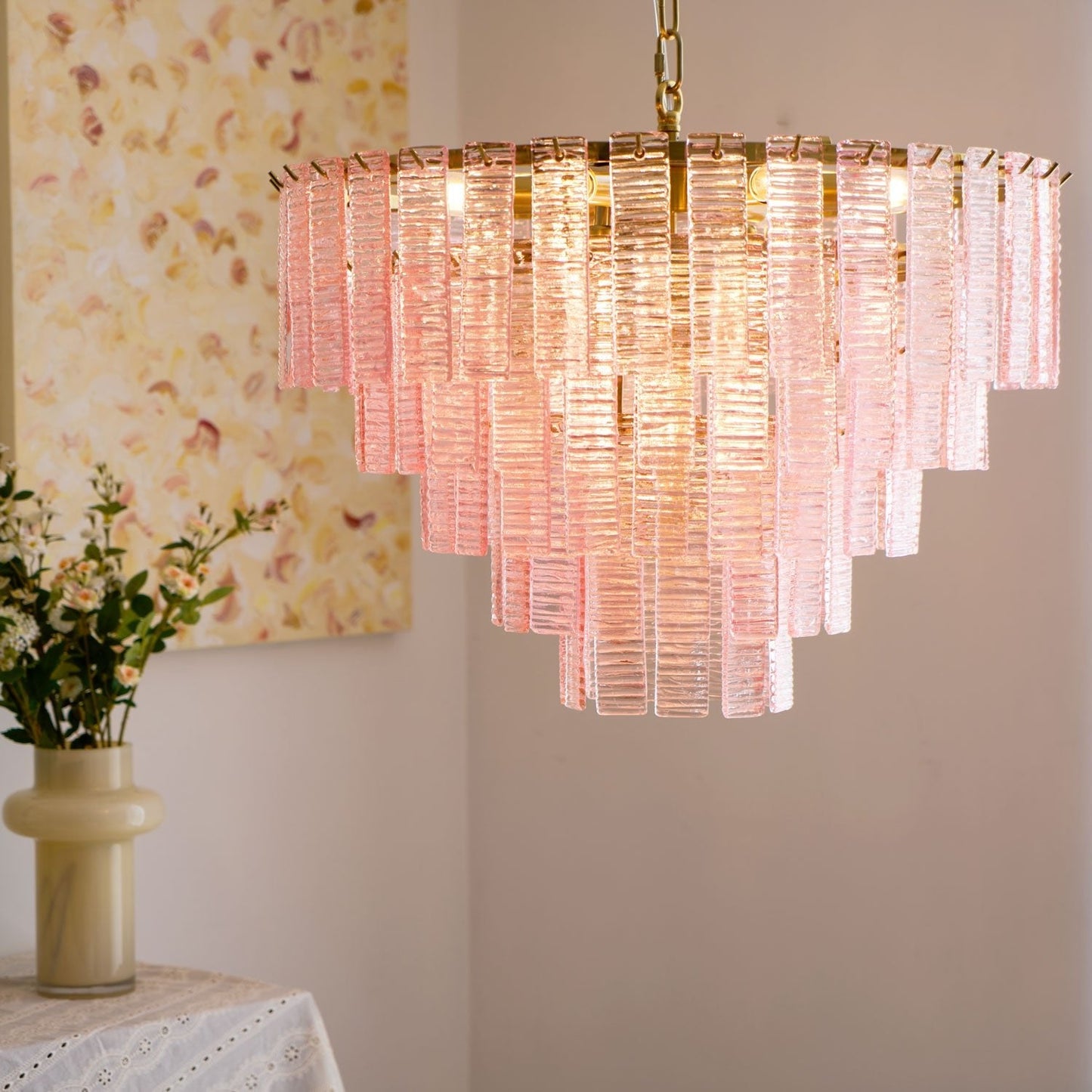 Opalora Pink Murano Chandelier - YIOSI