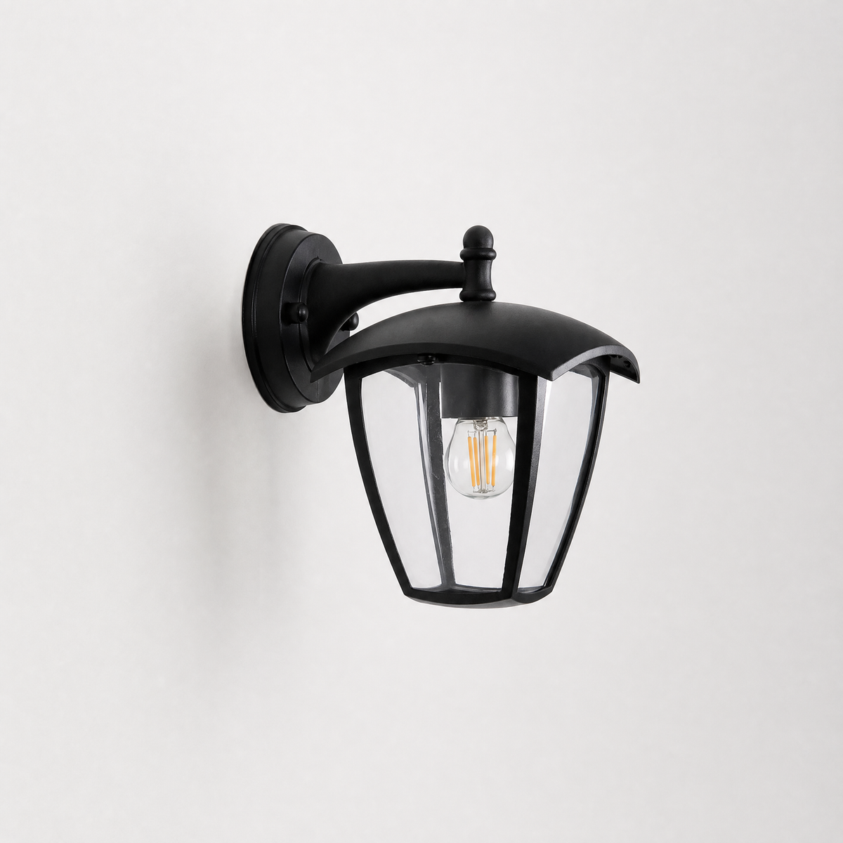 Traditional Black Aluminum Downlight Outdoor Wall Lantern