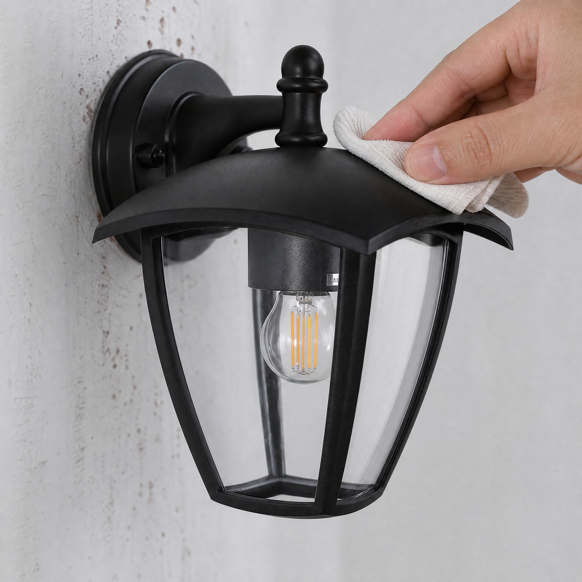 Traditional Black Aluminum Downlight Outdoor Wall Lantern